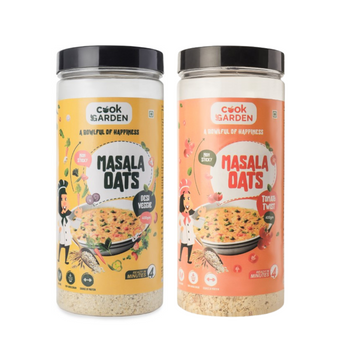 CookGarden Tomato Twist Masala Oats & Mix Veggie Masala Oats Pack of 2 (400g each)
